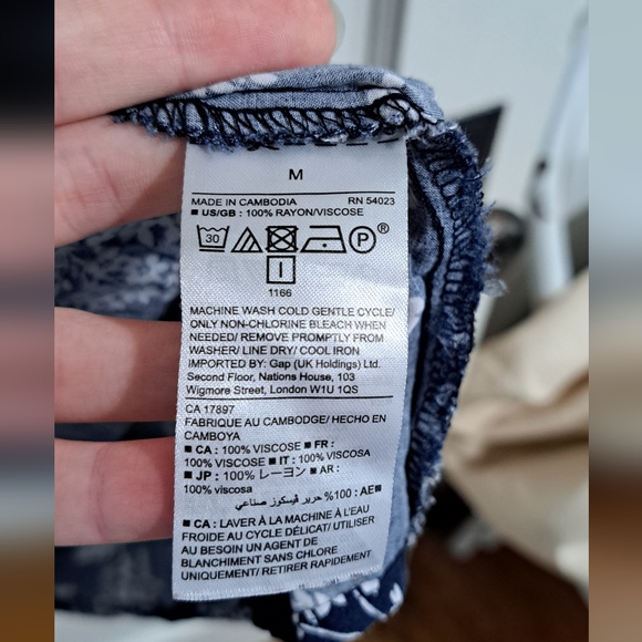 Gap Long Sleeve Surplice Faux Wrap Blue and White Floral Print Dress Size Medium - Picture 4 of 9